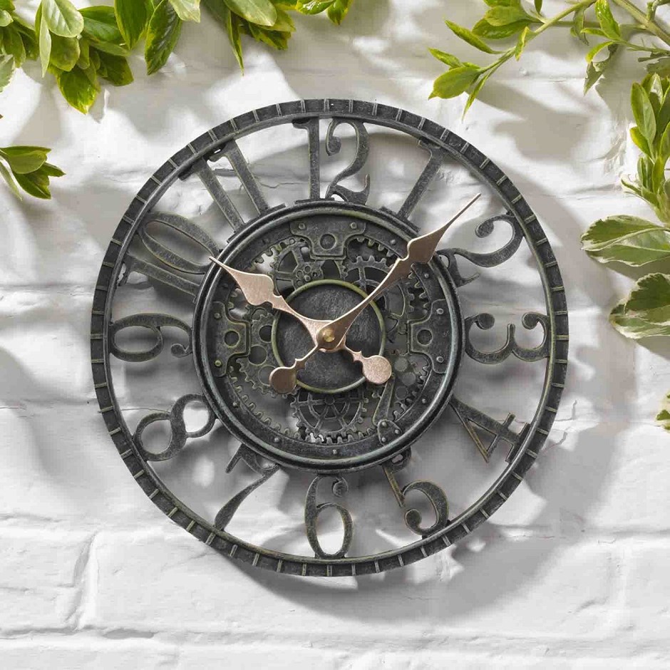 Newby Mechanical Verdigris 12\ Outdoor Wall Clock