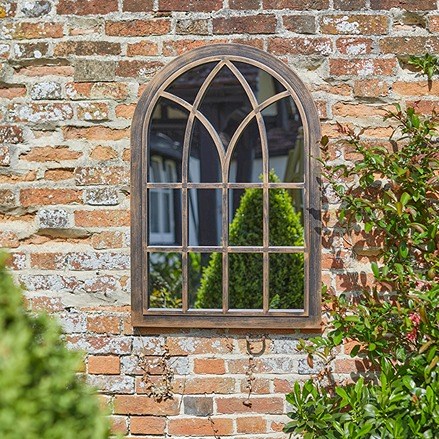 90cm Coppergris Victorian Arched Wall Mirror by Smart Garden