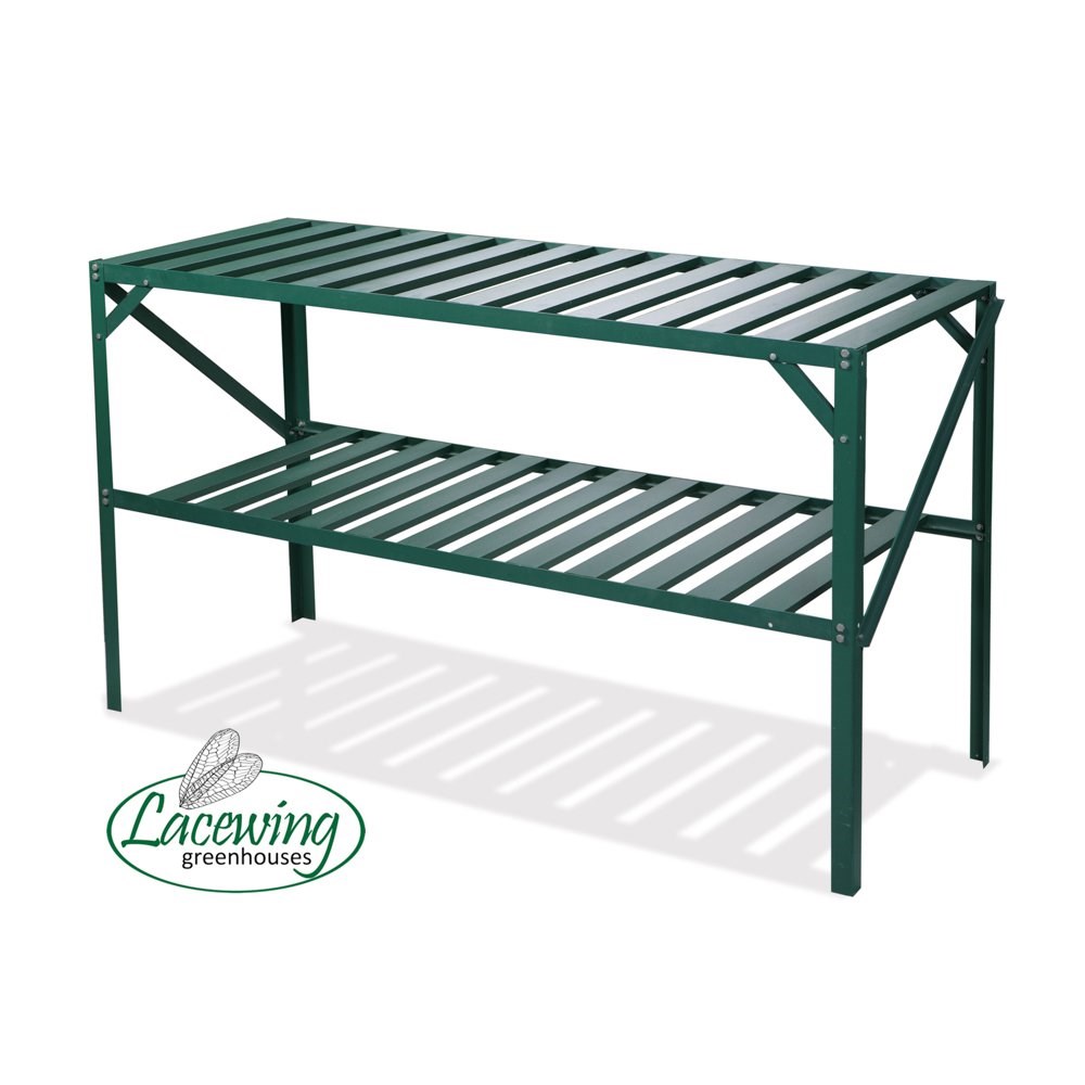 4' 1\ Lacewing™ Traditional 2 Tier Greenhouse Staging - Green