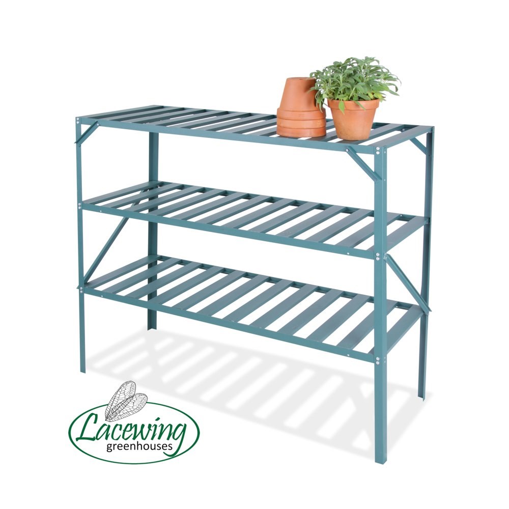 4' 1\ Lacewing™ Traditional 3 Tier Greenhouse Staging - Green