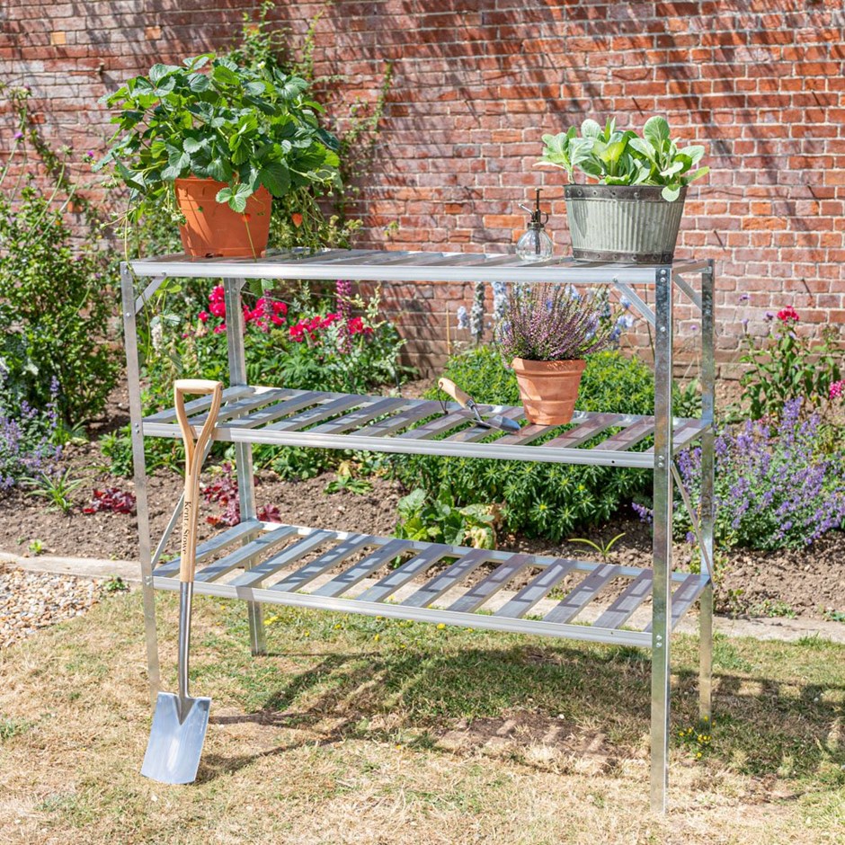 4' 1\ Lacewing™ Traditional 3 Tier Greenhouse Staging - Silver