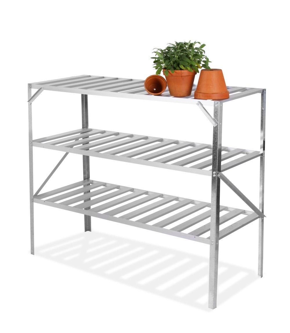 4' 1\ Lacewing™ Traditional 3 Tier Greenhouse Staging - Silver