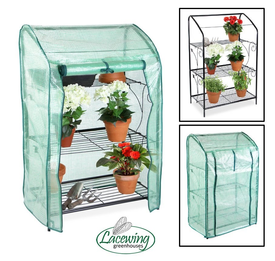 Lacewing™ 3 Tier Mini Greenhouse Plant Stand with Removable Cover