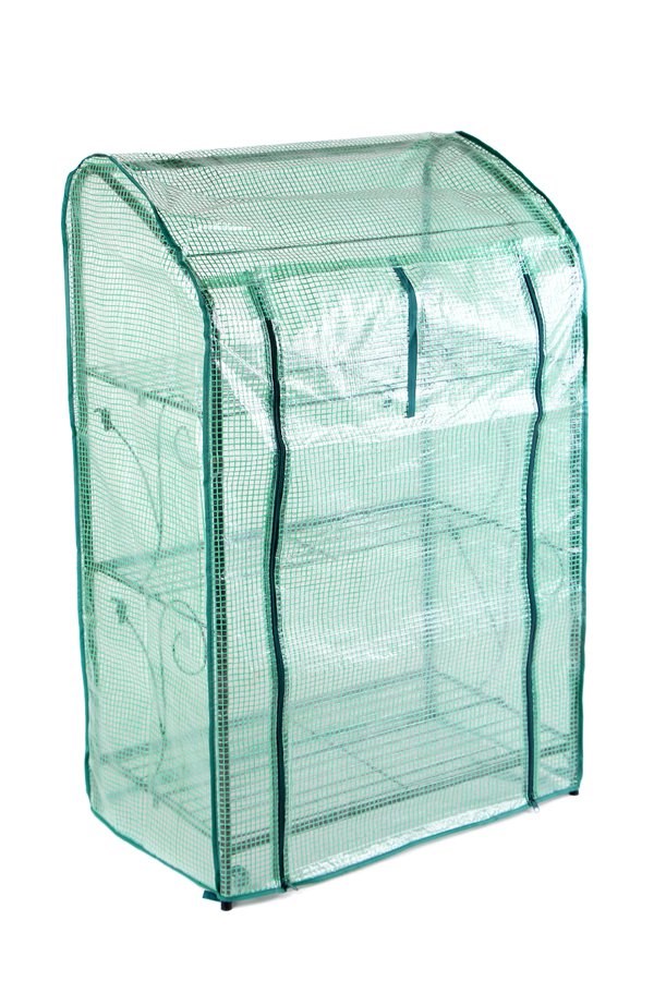 Set of 2 Lacewing™ 3-Tier Mini Greenhouses / Plant Stands with Removable Covers