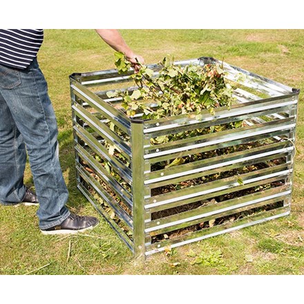 Easy Load Galvanised Steel Slatted Compost Bin 605L - H70cm x W93cm by Lacewing™