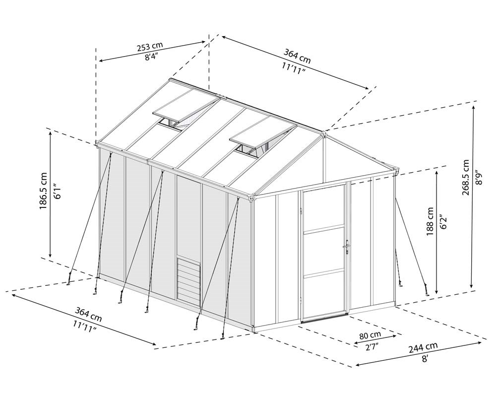 Palram - Canopia Glory Greenhouse 6x8 - Grey 6' x 8'