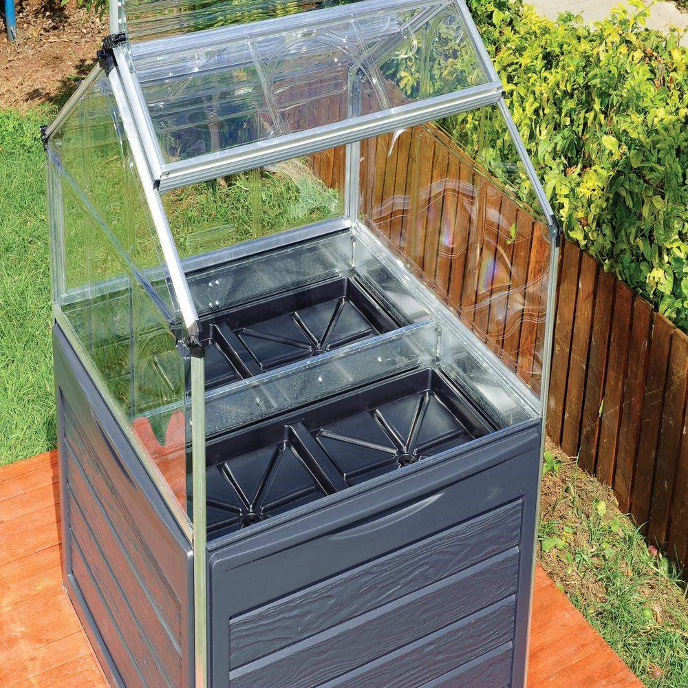 Palram - Canopia Plant Inn Silver Frame - Clear 4' x 4'