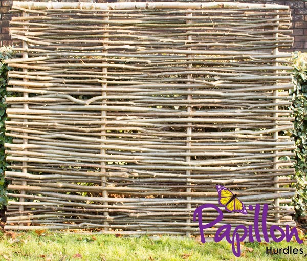 Birchwood Capped Hazel Hurdle Fence Panel - Handwoven | Papillon™️