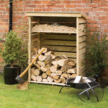 5ft Small Wooden Garden Log Store by Rowlinson®