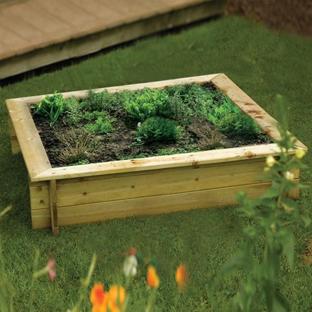 W1.2m (3ft 11in) Square Raised Wooden Planter & Sandpit by Rowlinson®