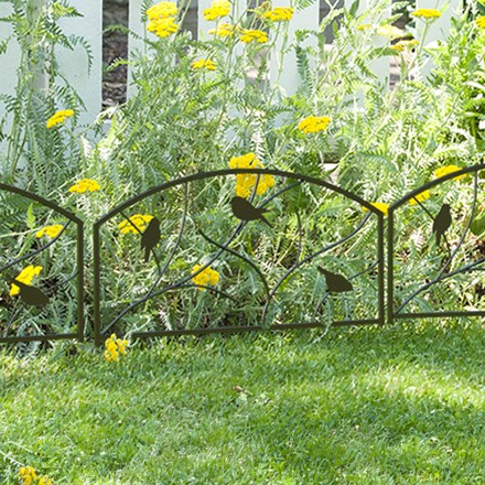 Perching Birds Garden Edge Black H45 x W60cm