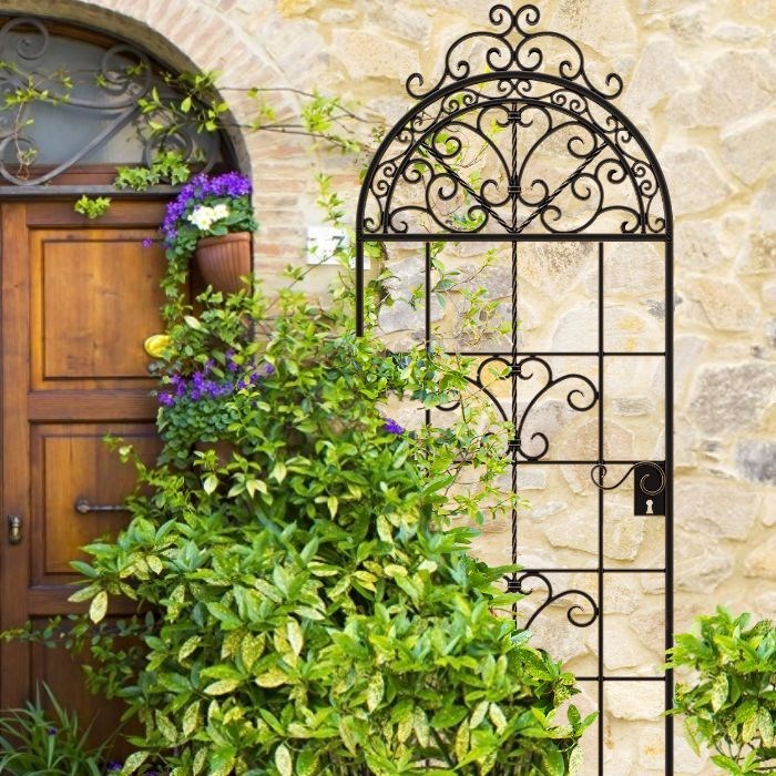 2.13m Rustic Italia Trellis Gate with Optional Free standing Pivot Foot Bronze