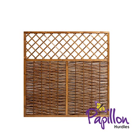 Framed Willow Hurdles w/ Lattice Trellis Top Fencing Panels (6ft x 6ft) - | Papillon™