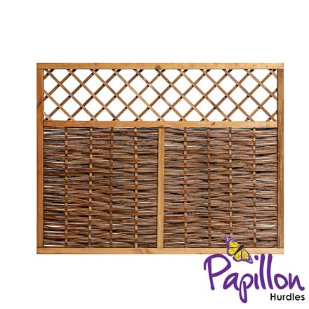 Framed Willow Hurdles w/ Lattice Trellis Top Fencing Panels (6ft x 4ft 7in) - | Papillon™