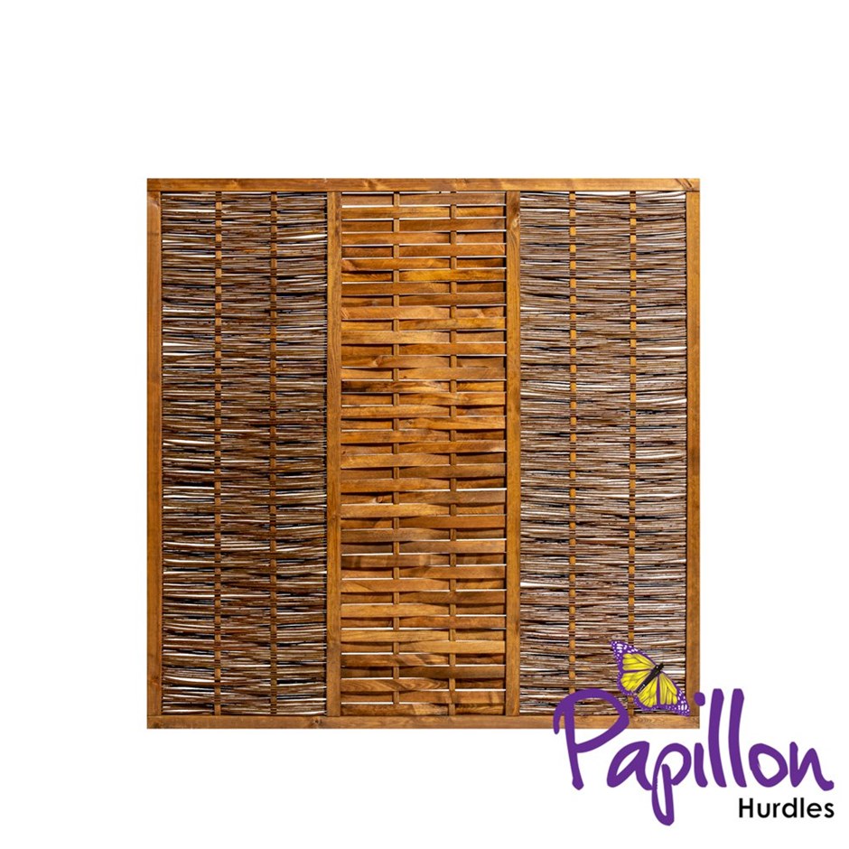 Premium Framed Bunched Willow Hurdle Fence Panel - Handwoven | Papillon™️