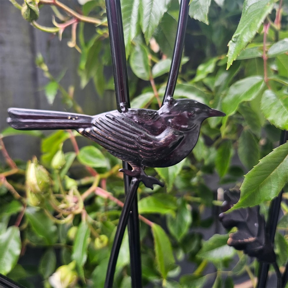 Decorative Bird & Leaf Black Metal Trellis