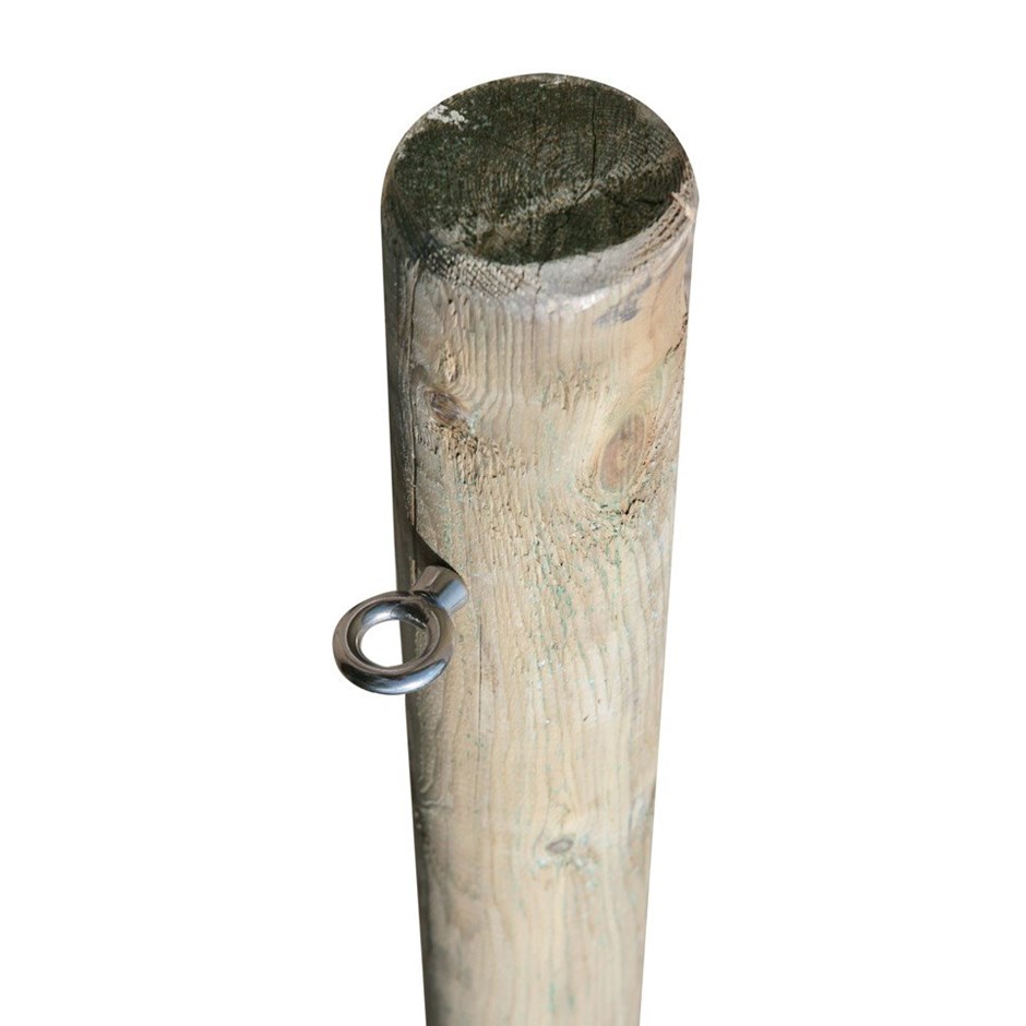 9ft 10\ / 3m Wooden Shade Sail Pole with Eyebolt Screw - 12cm Diameter