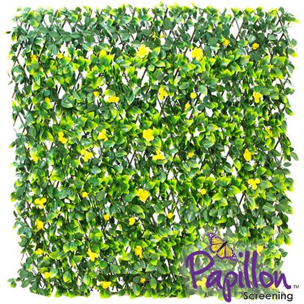 1 x 2m Extendable Artificial Yellow Flower Screening Trellis (3ft 3in x 6ft 7in) - | Papillon™