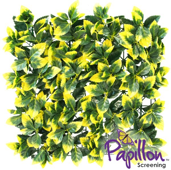 50x50cm Yellow Leaf Artificial Hedge Panel (1ft 7in x 1ft 7in) - by Papillon™