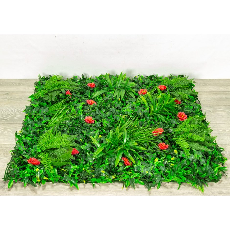 Artificial Living Wall Red Rose Screening Panel