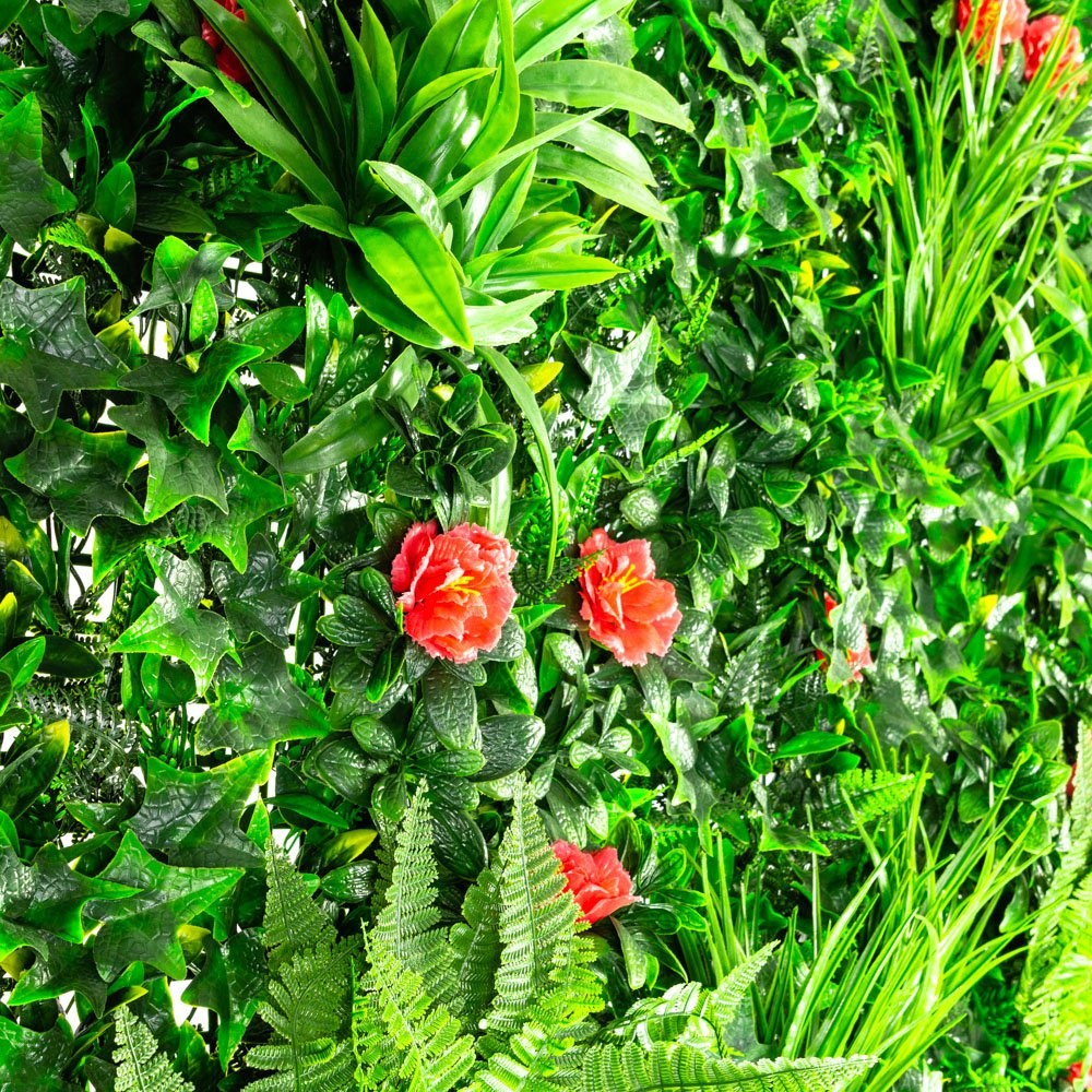 Artificial Living Wall Red Rose Screening Panel