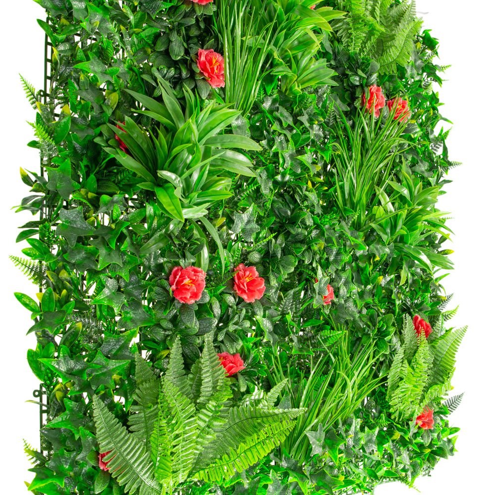 Artificial Living Wall Red Rose Screening Panel
