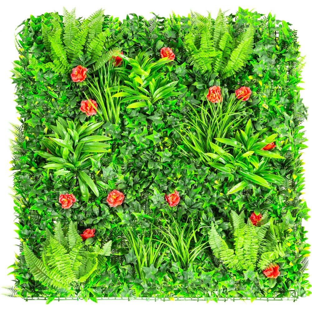 Artificial Living Wall Red Rose Screening Panel