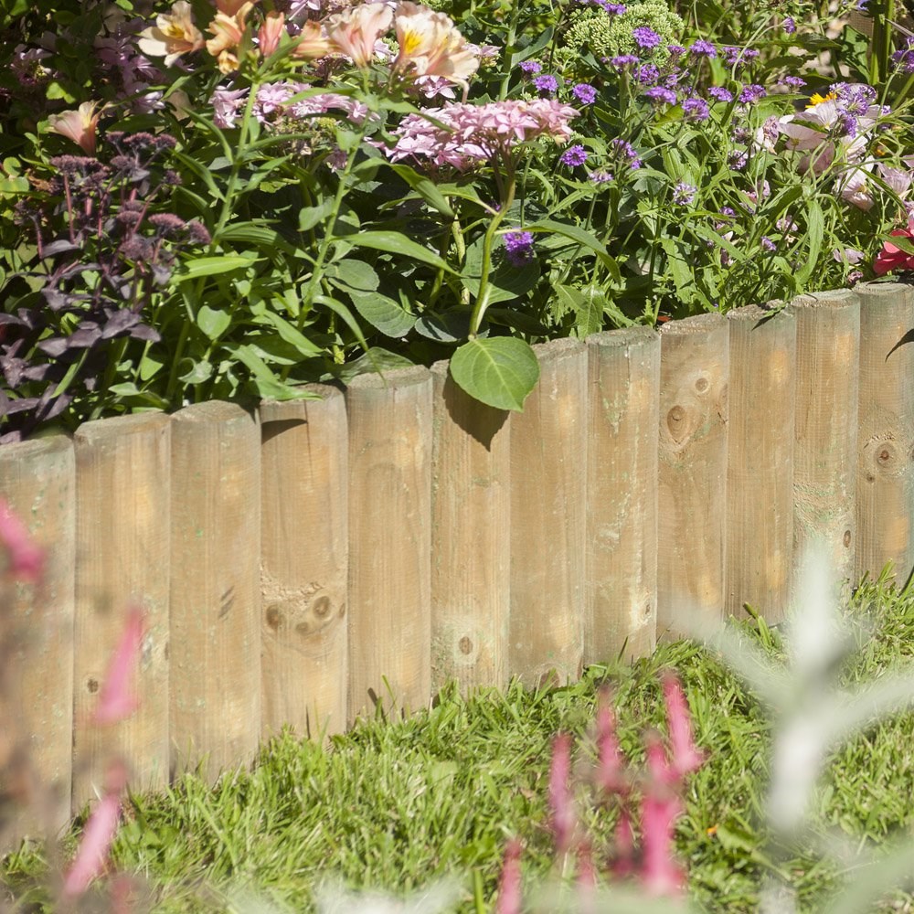 Pack of 2 Natural Log Border Fence 23cm x 1m