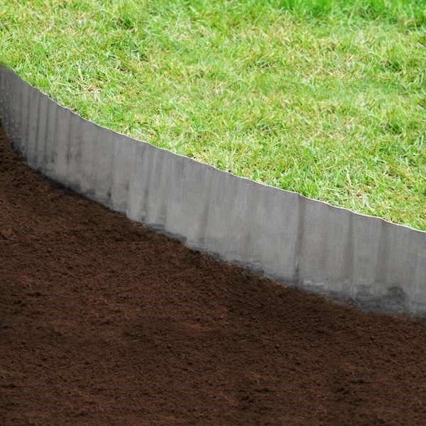 15m Galvanised Lawn Edging (5m Rolls) - Wavy - H16.5cm