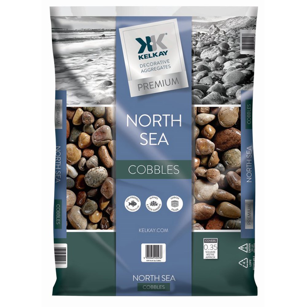 North Sea Cobbles 50-80mm Brown & Grey Decorative Stone