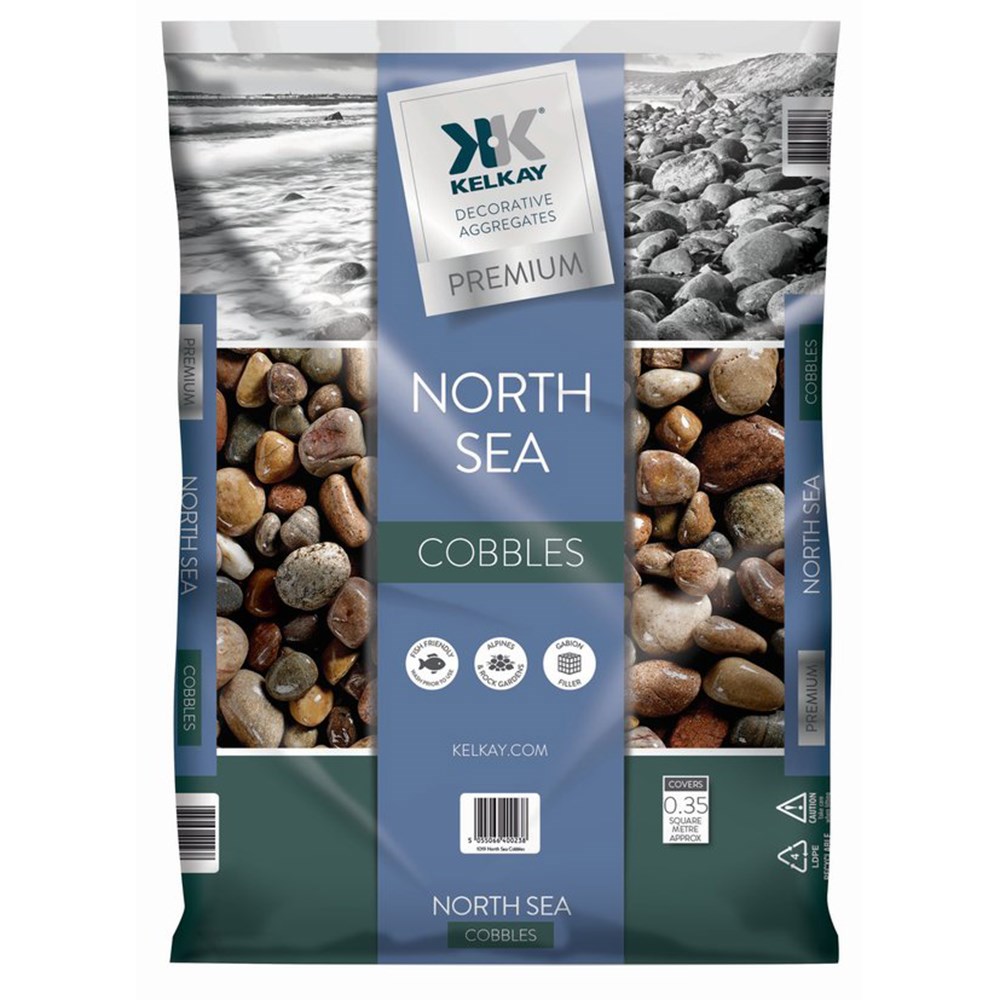 North Sea Cobbles 50-80mm Brown & Grey Decorative Stone