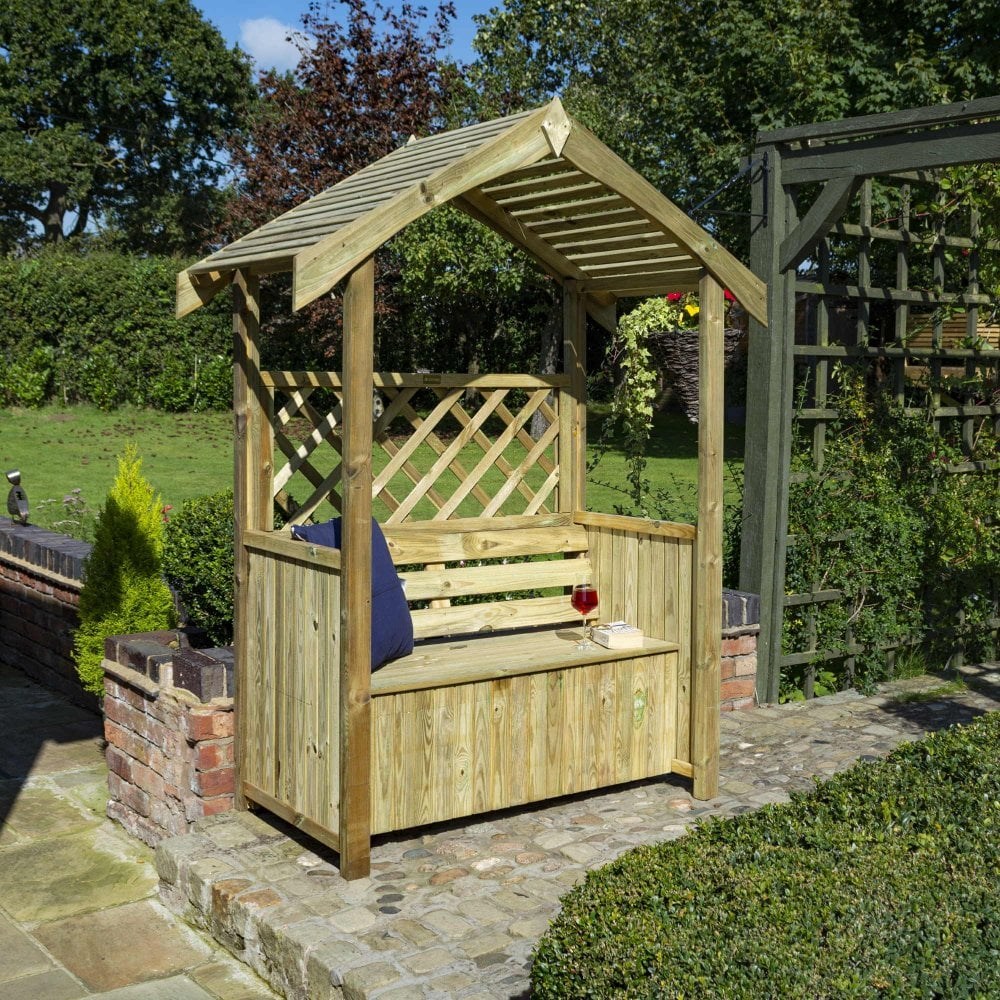 Stretton Wooden Two Seater Arbour with Storage Box by Rowlinson® - 2.1m