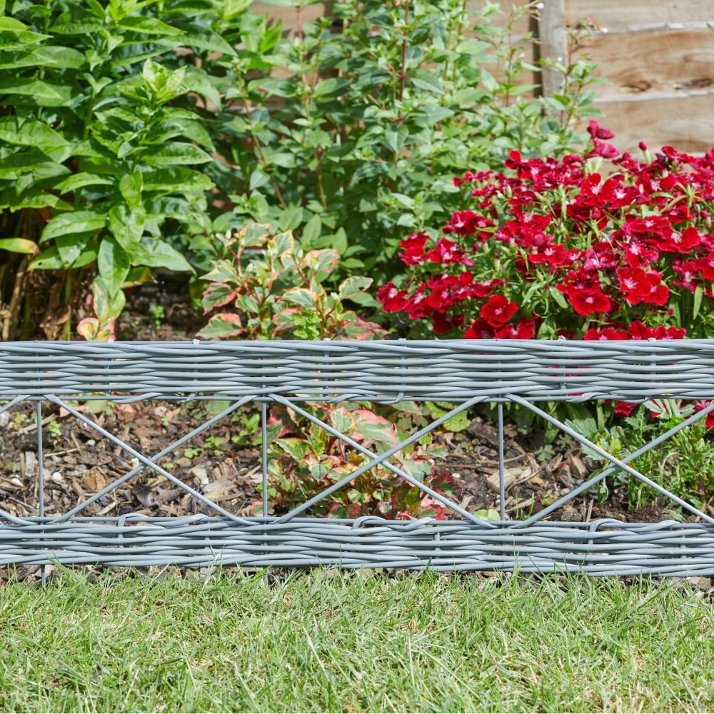 1m Split Woven Style Lawn Edging in Slate by Smart Garden