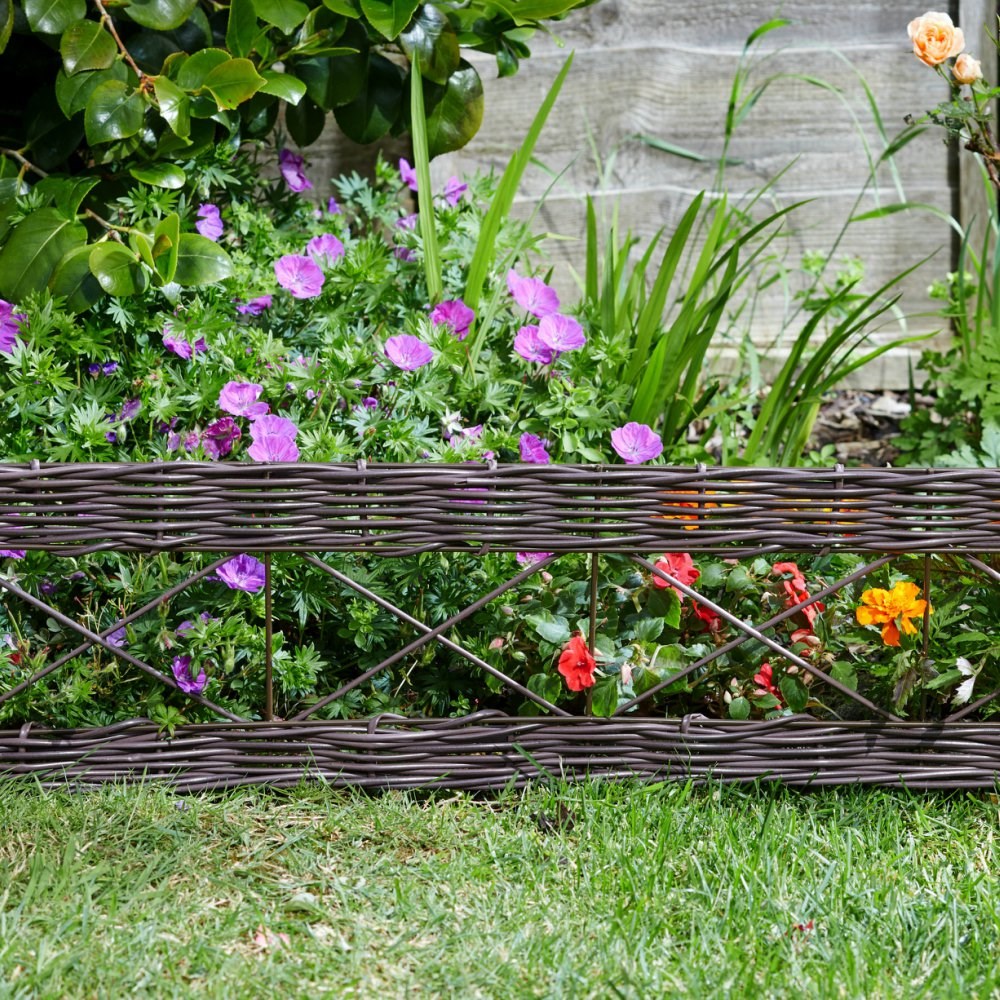 1m Split Woven Style Lawn Edging in Chestnut by Smart Garden