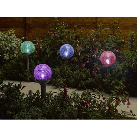 Rainbow Crackle Globe 8Cm Stainless Steel Colour Changing Led 4 Pack (1011730Rd)