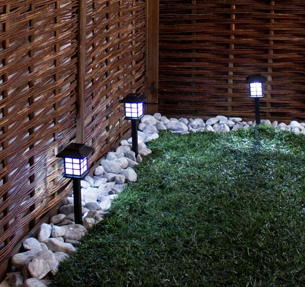 Set of 3 Solar Oriental Path Garden Lights by Solaray