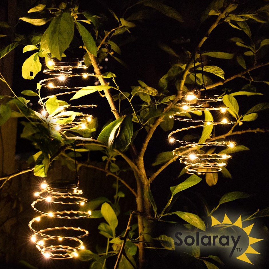 Set of 3 Solar Spiral Lantern LED Lights by Solaray