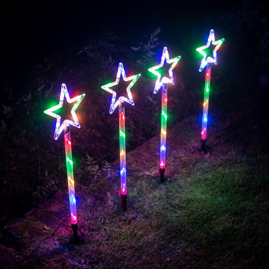 4 Multicolour Star Path Lights