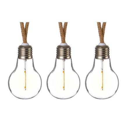10 Jute Rope Party Lights with 60 Warm White LED Bulbs
