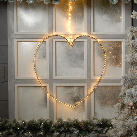58Cm Lit Black Heart Traditional Warm White