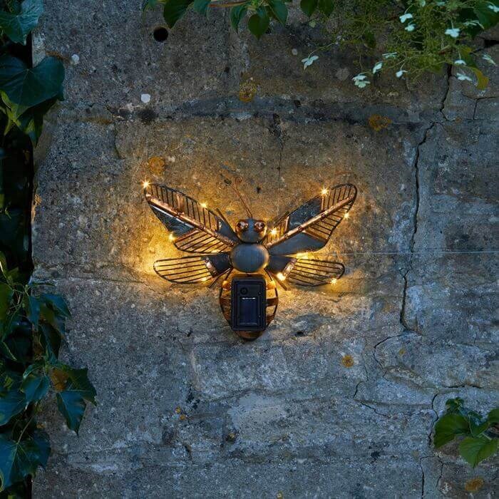 H25cm Solar Bee Garden Wall Art
