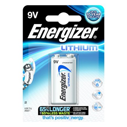 1x Energizer Ultimate Lithium 9V Battery