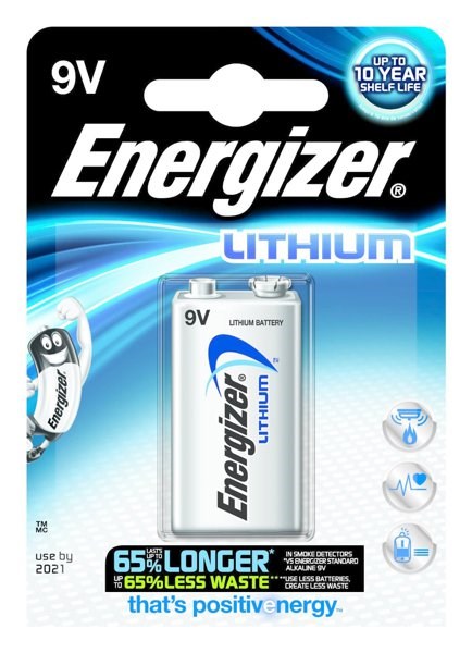 Energizer Ultimate Lithium 9V Batteries - Pack of 2