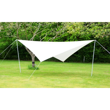 Portable Ivory Shade Sail Kit w/ Poles, Ropes and Pegs - Easy Set Up - Square 3.6mx3.6mx2.2m