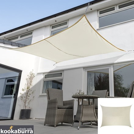 Standard Water Resistant 5mx4m Rectangle Ivory Sail Shade - Exclusively | Kookaburra®