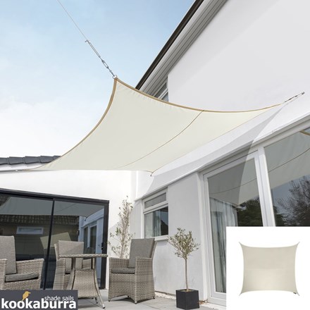 Standard Water Resistant 5.4m Square Ivory Sail Shade - Exclusively | Kookaburra®