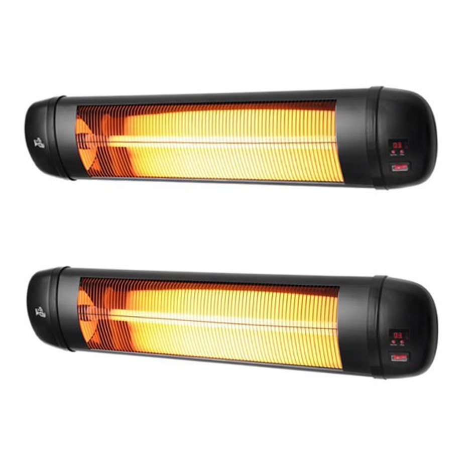Heatlab Wall Mounted Alum Patio Heater 2Kw With Remote Control Twinpack