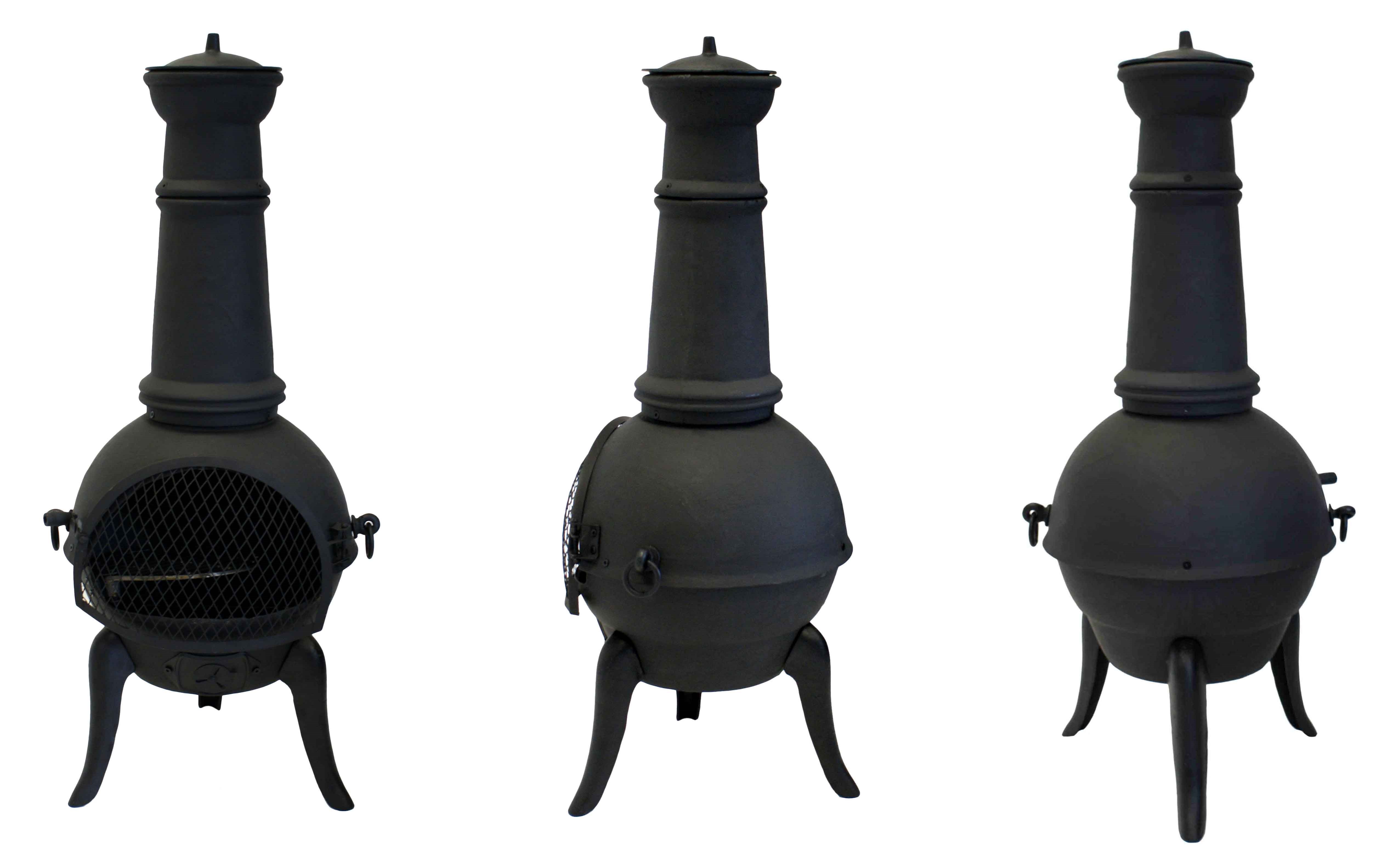 Santa Lucia Cast Iron Large Chiminea (Black) By La Fiesta - H126cm x W52cm