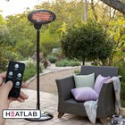2kW IPX4 Freestanding Electric Quartz Bulb Patio Heater w/ Remote - 3 Power Settings - | Heatlab®
