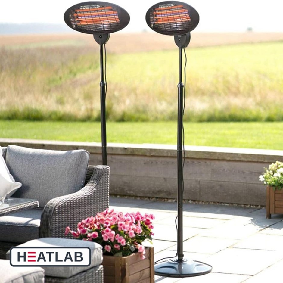 2kW IPX4 Freestanding Electric Quartz Patio Heater w/ Remote | Heatlab®